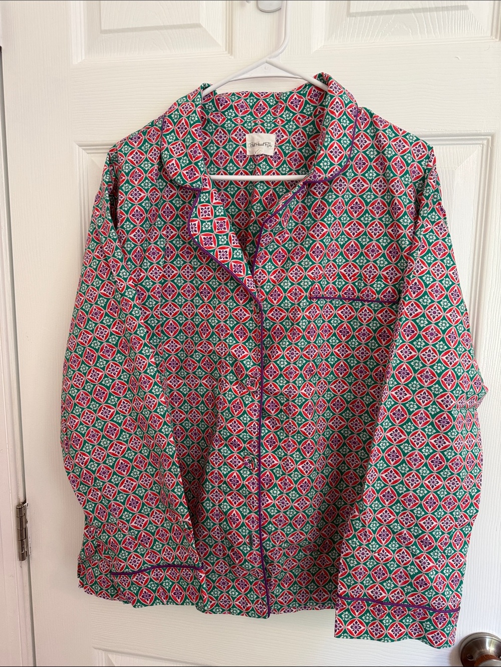 Bedhead Pink & Green Geometric Cotton Pajama Set